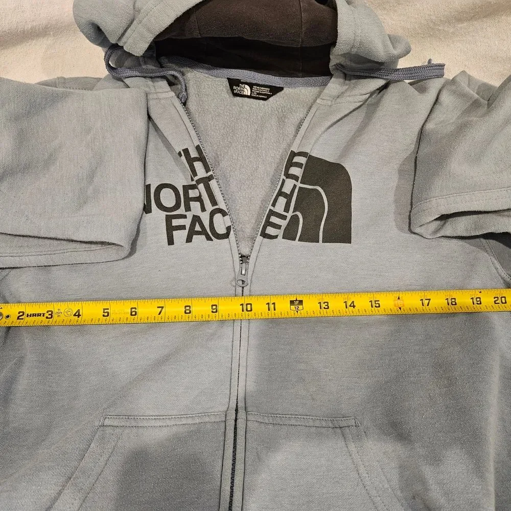 The North Face Men's Light Blue Gray Zip-Up Hoodie Size Large